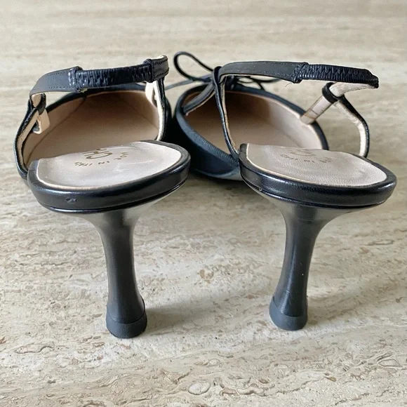 Vintage Chanel CC Bow Cap Toe Slingback Heels - Picture 9 of 11